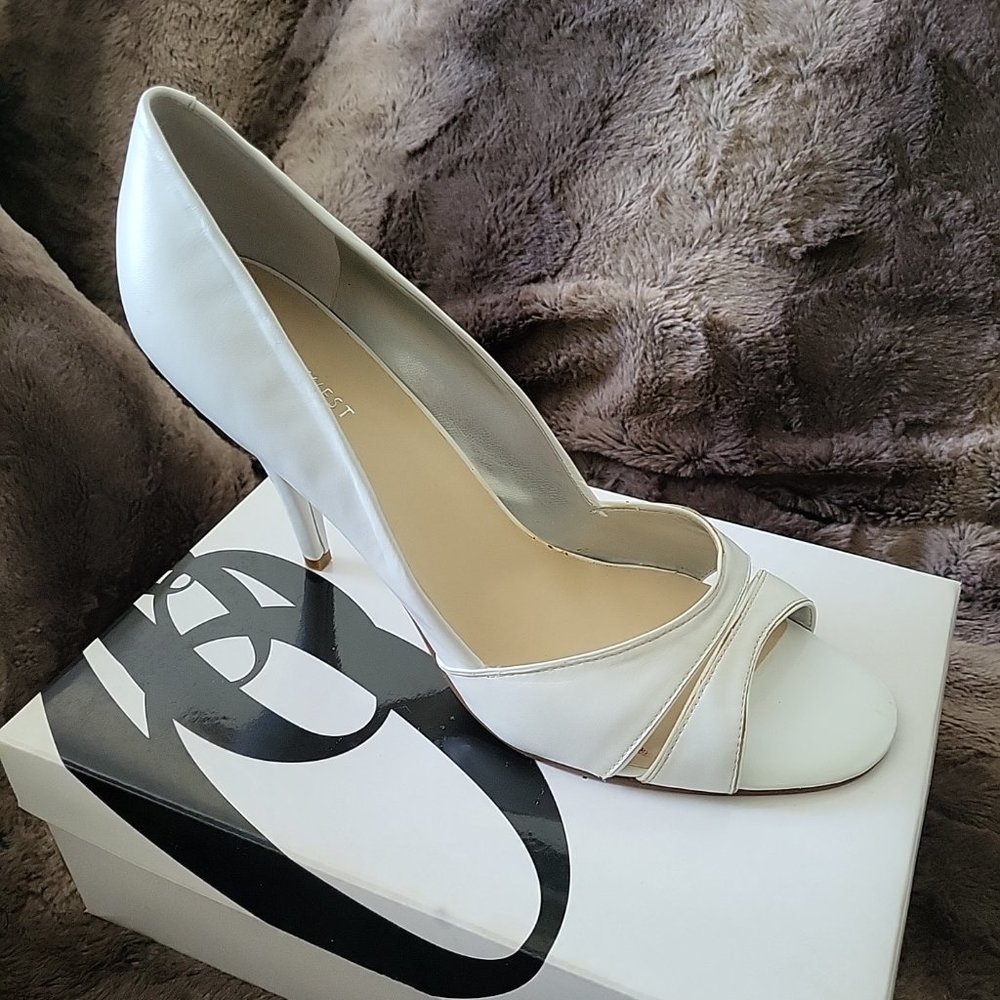 Nine West White Peep Toe Heels